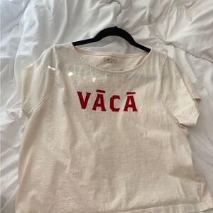 Madewell Scoop neck Cream Tee with Red VACĀ Graphic